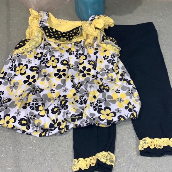 Little Lass Other - 2T 24M bubble top outfit with ruffle leggings set
